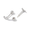 Anti-Tarnish Heart Rhodium Plated 999 Sterling Silver Earlobe Plugs for Women EJEW-S215-29P-02-3