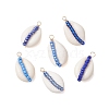 6Pcs 6 Styles Natural Cowrie Shell & Glass Seed Beads Pendants PALLOY-JF02759-07-1