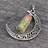 Column Glass Bottle with Peridot inside Pendants PALLOY-JF00170-03-2