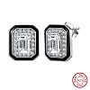 925 Sterling Silver Cubic Zirconia Stud Earrings EJEW-L294-013P-1