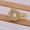 Brass Micro Pave Clear Cubic Zirconia Initial Cuff Rings FS-WGB210B-05-1