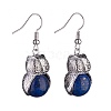 Natural Dyed Lapis Lazuli Owl Dangle Earrings EJEW-A092-08P-02-2