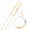 3Pcs Natural Amber Beads Link Chain Bracelets BJEW-JB13644-3