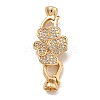 Brass Micro Pave Clear Cubic Zirconia Fold Over Clasps KK-U037-20G-1