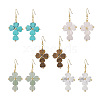 Natural & Synthetic Mixed Gemstone Cross Dangle Earrings EJEW-JE05256-1