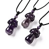 Natural Amethyst Mushroom Pendant Necklace NJEW-E065-01C-1