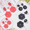 ANATTASOUL 2 Pairs 2 Colors Alloy Double Flower Dangle Stud Earrings EJEW-AN0001-31-7