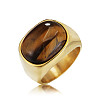 304 Stainless Steel with Natural Tiger Eye Finger Rings for Men FS-WG155DB-06-1