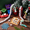 Round Christmas Snowman Print Wood European Beads WOOD-PH0003-25-5