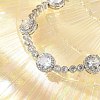 Flat Round Brass Micro Pave Cubic Zirconia Link Chain Bracelets KK-R217-26P-2