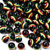 Ghana Jamaica Reggae Stripe Resin Beads X-RESI-N026-001B-01-1