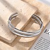 304 Stainless Steel Cuff Bangles for Women BJEW-B108-07P-2