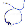 Flat Round with Evil Eye  Braided Bead Bracelets WG2D48B-02-2