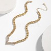 V-Shaped Alloy Crystal Rhinestone Pendant Necklaces & Bracelets & Rings Sets for Women WGD1EA3-01-2