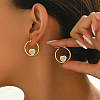 Geometric Retro Casual Stainless Steel Rhinestone Hoop Earrings for Women LU7755-3-1