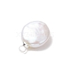 Natural Keshi Pearl Flat Round Charms PALLOY-JF05077-02-5