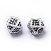 Rack Plating Brass Cubic Zirconia Beads ZIRC-S029-01P-2