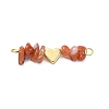 16Pcs 16 Styles Mixed Gemstone Chip Beaded with Brass Heart Connector Charms PALLOY-JF03059-01-2