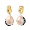 Potato Natural Pearl Stud Earrings for Women EJEW-E303-33G-1