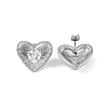 Heart 304 Stainless Steel Clear Cubic Zirconia Stud Earring for Women EJEW-Z047-05P-02-2