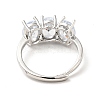 Clear Cubic Zirconia Oval Adjustable Ring RJEW-I087-13-4