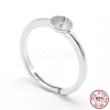 Anti-Tarnish Rhodium Plated 925 Sterling Silver Finger Ring Components STER-E060-15P-1