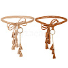 2Pcs 2 Colors Bohemian Imitation Leather Tassel with Alloy Ring Waist Chain Belts for Women AJEW-CL0005-22A-7