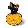 Halloween Black Cat with Pumpkin Enamel Pins JEWB-S031-02C-1