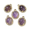 Natural Amethyst Faceted Oval Pendants G-I375-02G-08-1