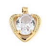 Brass Micro Pave Clear Cubic Zirconia Pendants KK-P263-23KCG-02-1