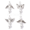 Shell Pearl Beaded Angel Connector Charms PALLOY-JF03015-1