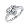 Rhodium Plated 925 Sterling Silver Micro Pave Cubic Zirconia Adjustable Rings AJEW-U007-20P-4