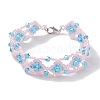 Braided ToHo Round Seed Beads & Glass Flower Bracelets for Women BJEW-MZ00064-1