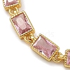 Rectangle Brass Pave Cubic Zirconia Link Chain Bracelets for Women BJEW-P385-05G-03-2
