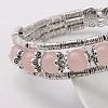 Tibetan Style Antique Silver Alloy Natural Rose Quartz Gemstone Bracelets BJEW-JB01649-03-2