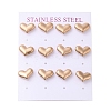 Ion Plating(IP) 304 Stainless Steel Heart Stud Earrings EJEW-C099-12RG-1