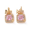 Brass Micro Pave Clear Cubic Zirconia Charms KK-E068-VF220-2