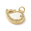 Rack Plating Brass Micro Pave Cubic Zirconia with Synthetic Opal Pendants KK-D088-38G-02-3