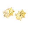 Clear Cubic Zirconia Star Hinged Reversible Hoop Earrings EJEW-I266-06G-2
