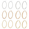  6 Pairs 6 Style 304 Titanium Steel Flattened Big Hoop Earrings for Women STAS-TA0001-89-9