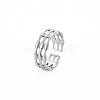 Non-Tarnish 304 Stainless Steel Bamboo Shape Open Cuff Ring for Women RJEW-S405-201P-3