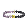 Natural & Synthetic Mixed Gemstone & Alloy Saint Benedict Beaded Strech Bracelets for Women BJEW-JB09343-2