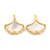 Natural Shell & Brass Gingko Leaf Charms KK-P275-06G-1