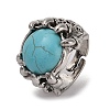 Round Synthetic Turquoise Adjustable Rings RJEW-B107-02AS-2