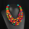 Bohemian Style Round Wood Beaded Multilayer Necklaces for Women WG93846-04-1