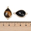 Natural Rose Quartz/Tiger Eyes/Crystal Quartz/Amethyst/Black Onyx/Synthetic Turquoise Faceted Connector Charms G-K347-04G-3