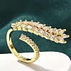 Rack Plating Brass Micro Pave Clear Cubic Zirconia Cuff Finger Rings for Women RJEW-M028-32G-01-4