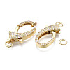Brass Micro Pave Clear Cubic Zirconia Lobster Claw Clasps KK-Q769-035-NF-3