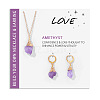 Nuggets Natural Amethyst Pendant Necklaces & Earrings Sets for Women WG0BEC3-05-1