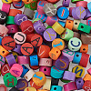 Handmade Polymer Clay Flat Round with Capital Letter Beads CLAY-CW0001-01-3
